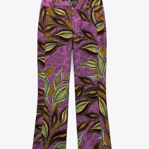 COPY - ZARA printed linen high waist pants trousers size Small NEW - Picture 2 of 12